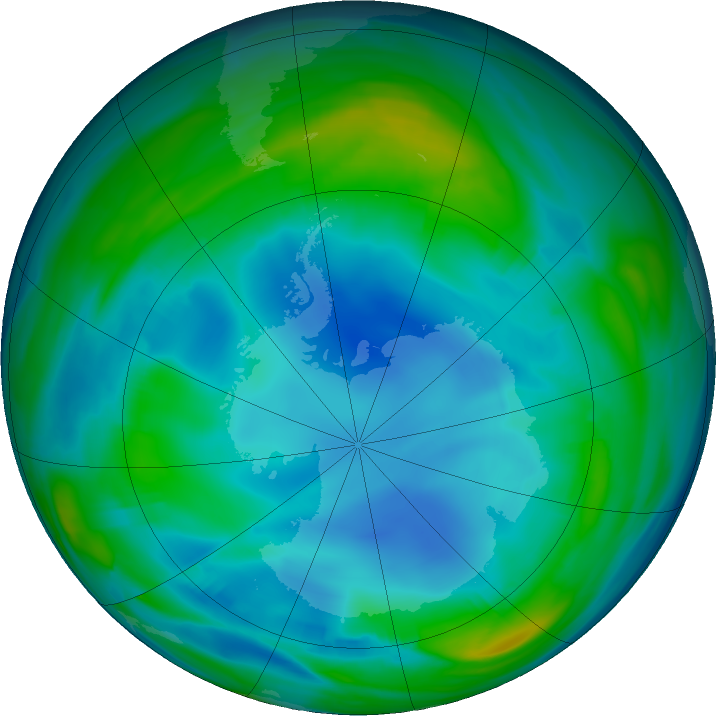 Antarctic ozone map for 22 July 2022